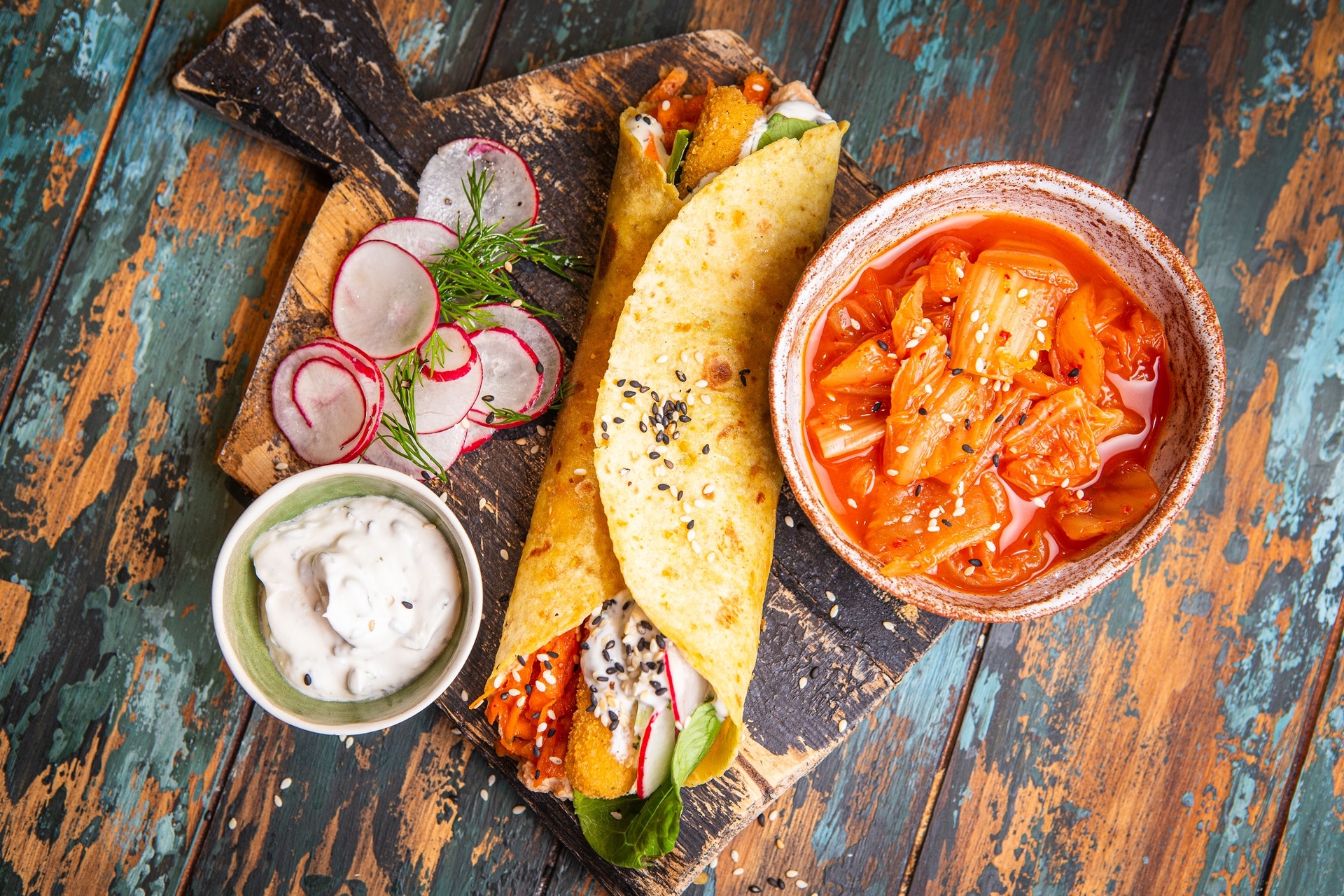 wrap_mozzarella_rudacskakkal_es_kimchi_kaposztaval | Receptek Aviko Food Service termékekkel